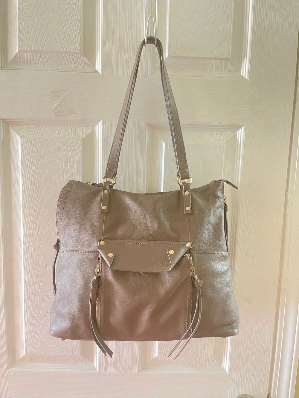 KOOBA leather tote hand bag with gold tone hardwares